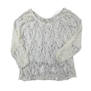 Ariat Lace Top Womens S‎ White Sheer Floral Fairycore Whimsical Cowgirl Country